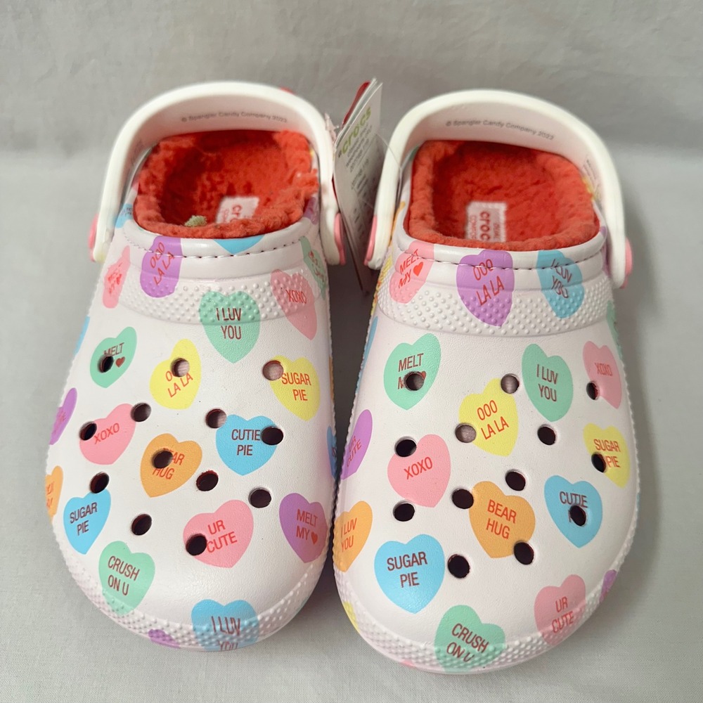 Crocs Classic Lined Clog Sweethearts Candy Hearts Women US Size 7 Men's 5 NWT - Picture 4 of 11